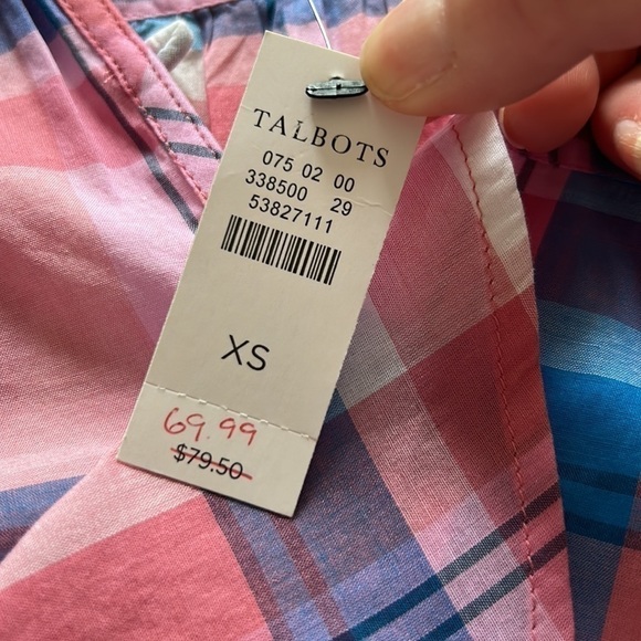 NWT Talbots Summer Plaid Sheer Top Size XS - Picture 7 of 7